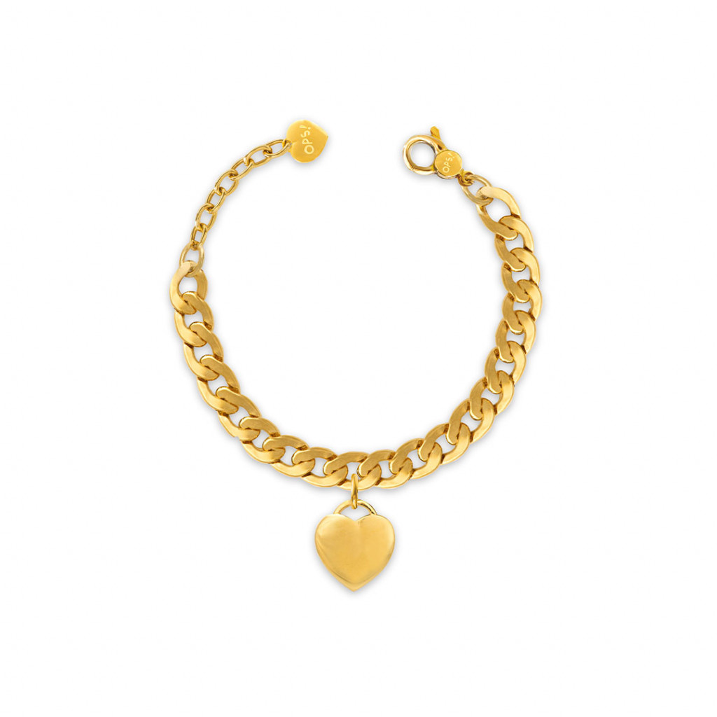 racciale groumette in ottone placcato oro 24 carati con pendente a forma di cuore di Opsobjects Luxury - 59 euro