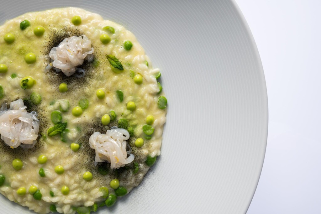 Risotto piselli e calamari