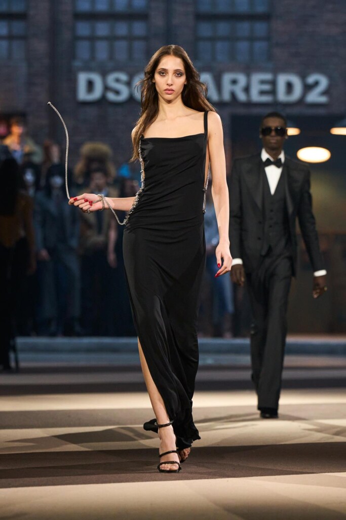 sfilata dsquared2 collezione autunno inverno 2025 celebra 30 anni brand milano fashion week foto