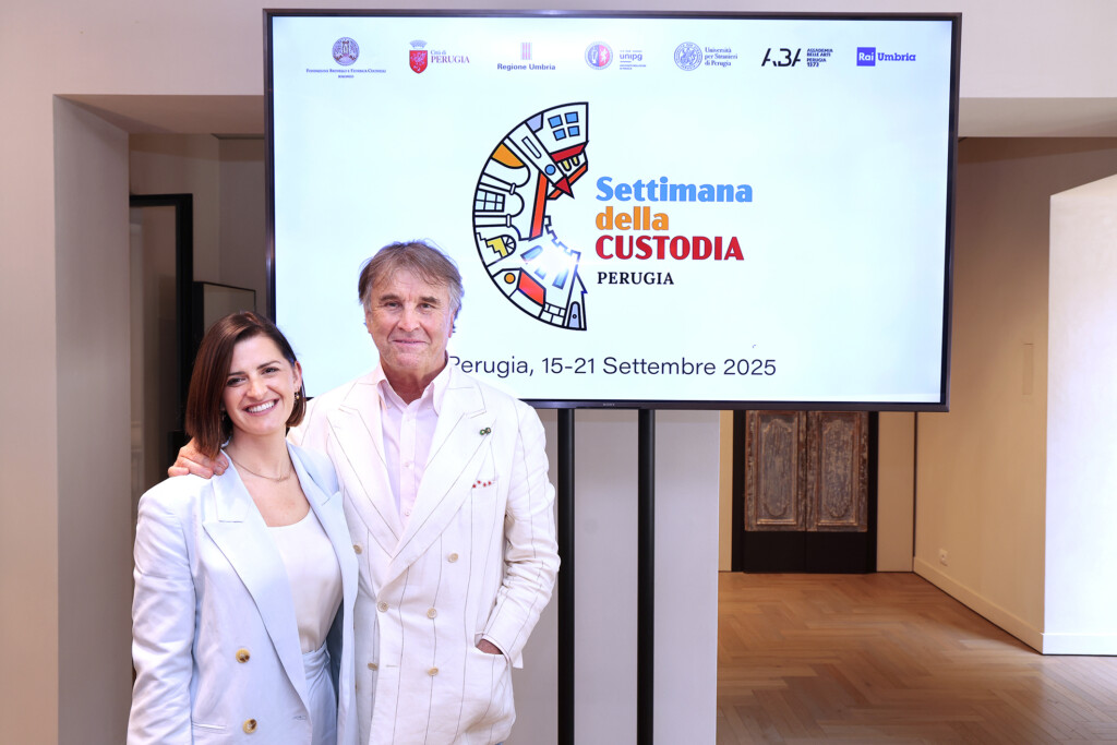 La sindaca di Perugia Vittoria Ferdinandi con Brunello Cucinelli